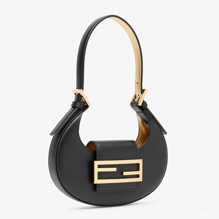 Cheap Black Leather Bag Calf Hobo Mini Fendi Cookie In 0719